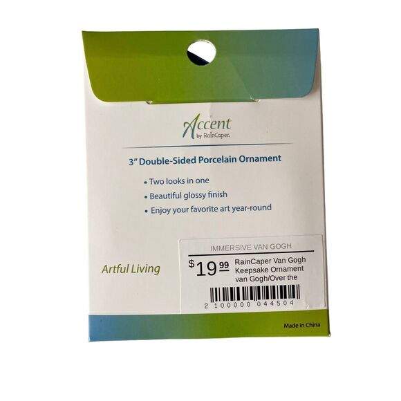 Van Gogh Over the Rhone Keepsake Ornament RainCaper Double Sided 3" PorcelainNEW - Picture 5 of 6